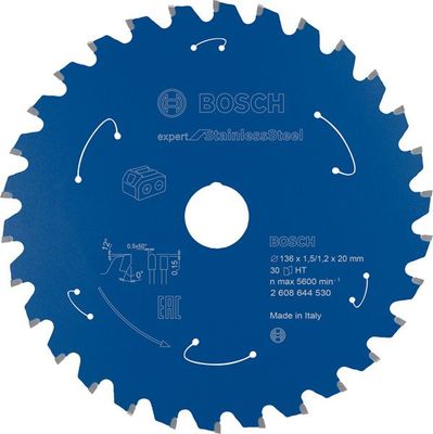 BOSCH Akku-Kreissägeblatt Expert for Stainless Steel, 136 x 1,5/1,2 x 20, 30 Zähne