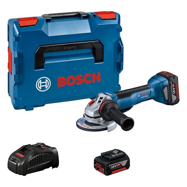 BOSCH Akku-Winkelschleifer GWS 18V-10 P, 2 x Akku GBA 18V 5.0Ah, L-BOXX