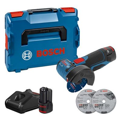BOSCH Akku-Winkelschleifer GWS 12V-76, mit 2 x 3.0 Ah Li-Ion Akku