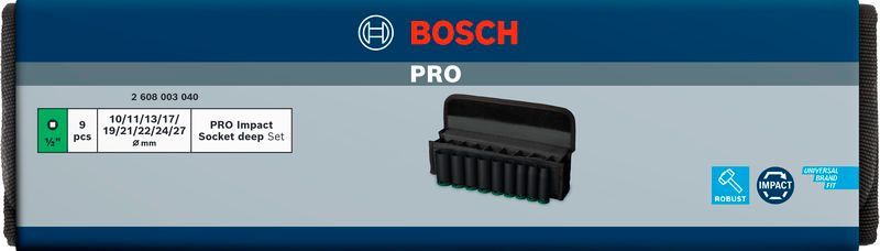 BOSCH &quot;PRO Impact Steckschlüsselsatz Set, 1/2&quot;&quot;, tief, 9‑tlg.&quot;