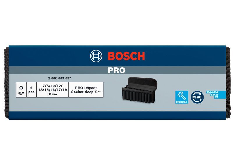 BOSCH &quot;PRO Impact Steckschlüsselsatz Set, 3/8&quot;&quot;, tief, 9‑tlg.&quot;