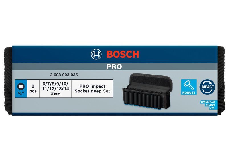 BOSCH &quot;PRO Impact Steckschlüsselsatz Set, 1/4&quot;&quot;, tief, 9‑tlg.&quot;