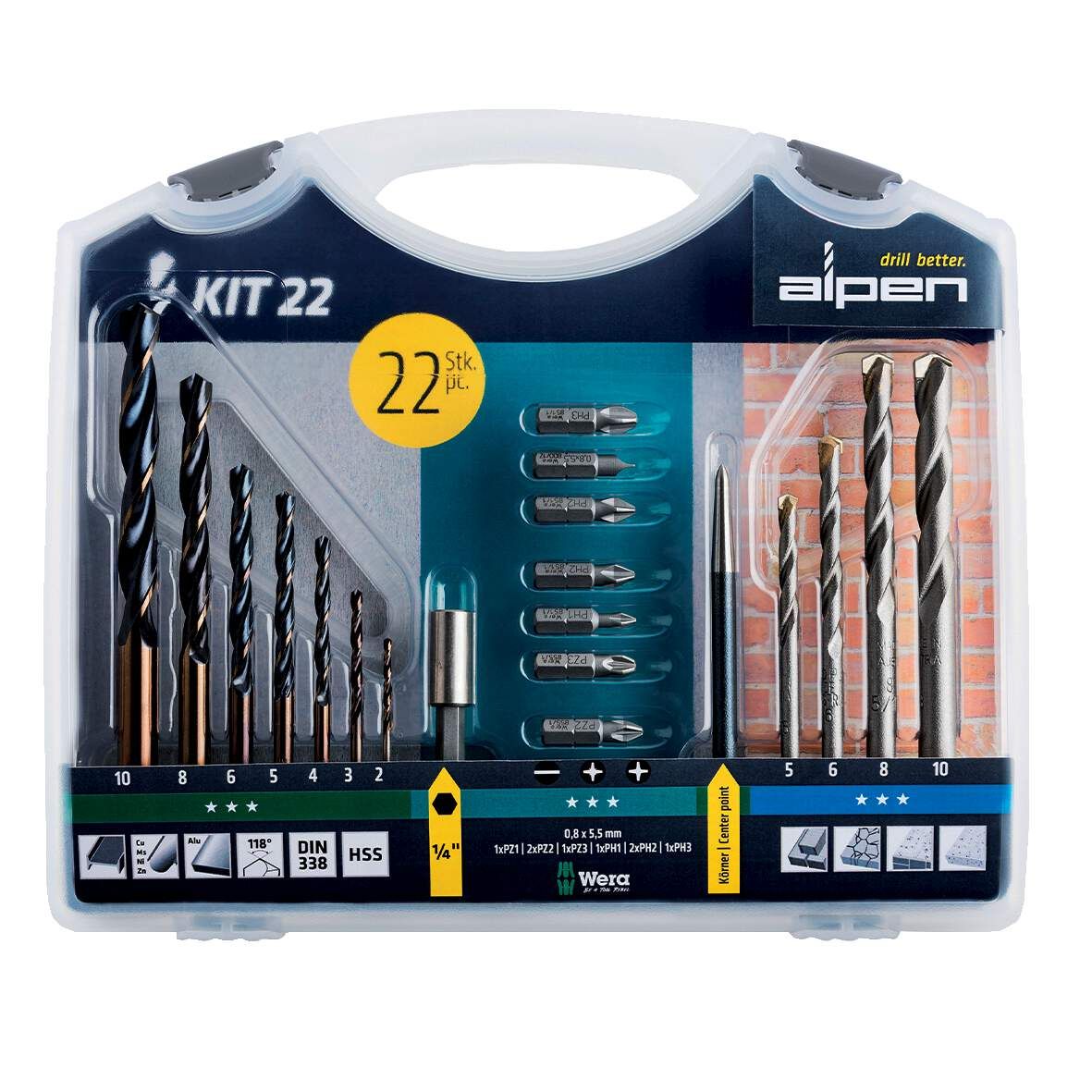ALPEN Bohr- und Schraubset KIT22 22 -teilig