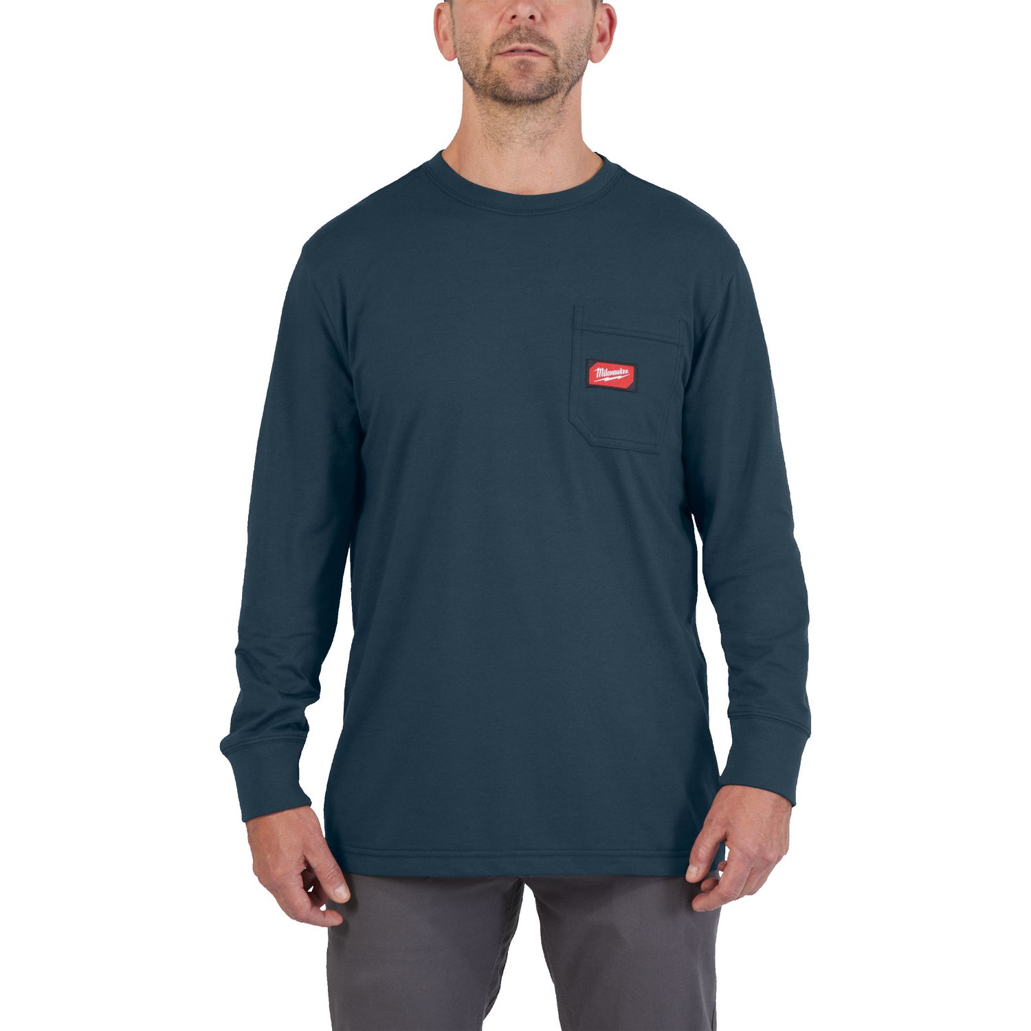 MILWAUKEE Arbeits-Langarm-Shirt blau mit UV-Schutz WTLSBLU-S