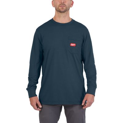 MILWAUKEE Arbeits-Langarm-Shirt blau mit UV-Schutz WTLSBLU-XXL