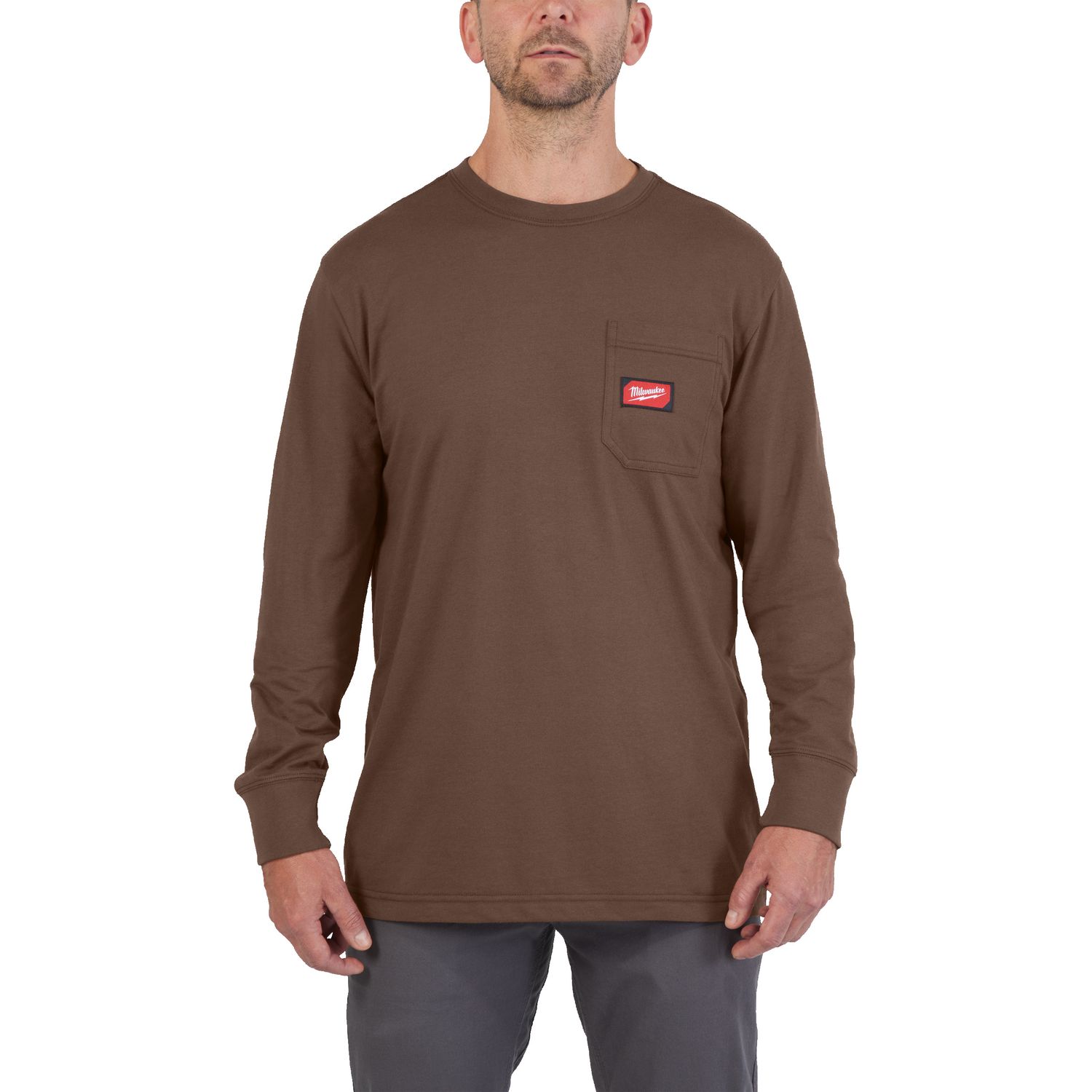 MILWAUKEE Arbeits-Langarm-Shirt braun mit UV-Schutz WTLSBR-S