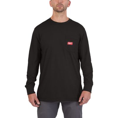 MILWAUKEE Arbeits-Langarm-Shirt schwarz mit UV-Schutz WTLSBL-XL