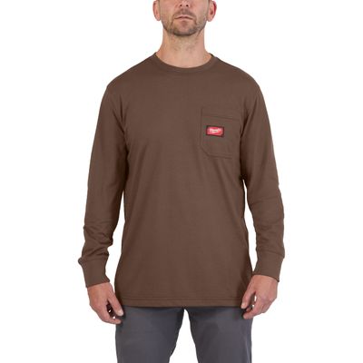 MILWAUKEE Arbeits-Langarm-Shirt braun mit UV-Schutz WTLSBR-L