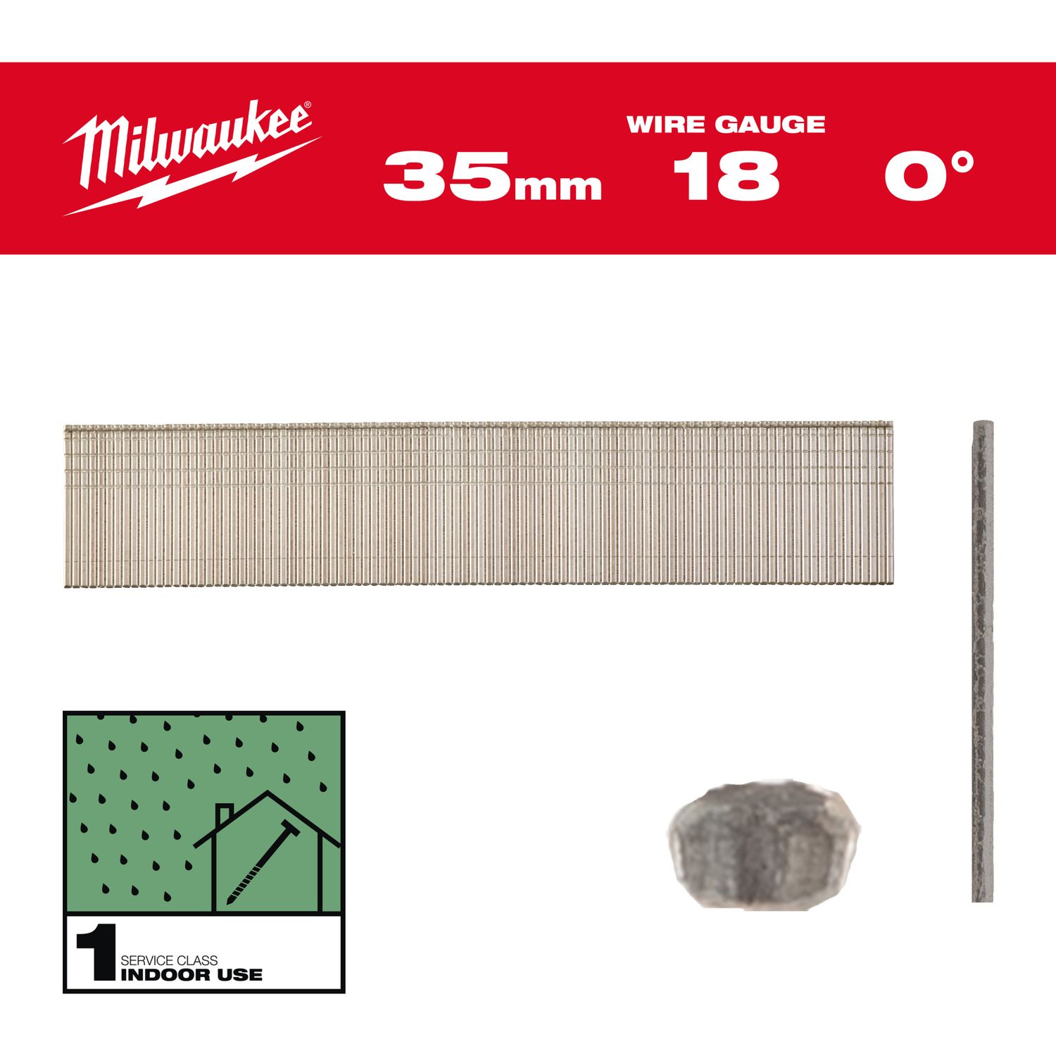 MILWAUKEE 1,05 x 1,25 x 35 mm verzinkt, 0° Stauchkopf-Nägel 18 Gauge für M18CN18GS