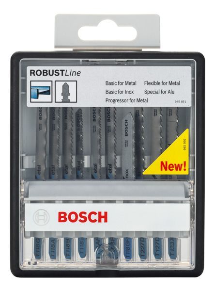 BOSCH 10-tlg. Stichsägeblatt-Set Metal, Robust Line, T-Schaft