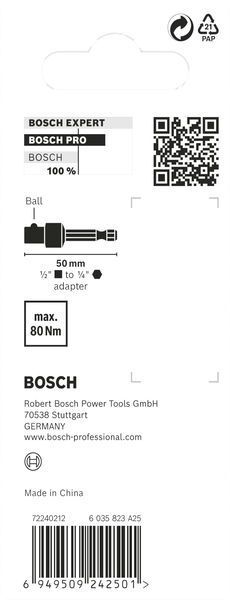 BOSCH &quot;PRO Socket Adapter mit Kugelverbindung, 1/2&quot;&quot;, 50 mm&quot;