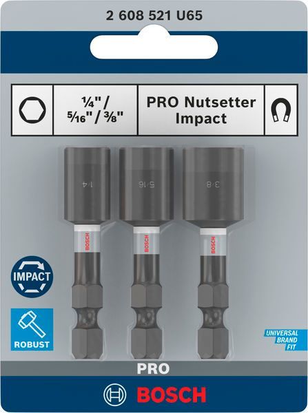 BOSCH &quot;PRO Nutsetter Impact Set , 1/4&quot;&quot; x 50 mm, 5/16&quot;&quot; x 50 mm, 3/8&quot;&quot; x 50 mm, 3-tlg.&quot;
