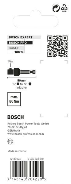 BOSCH &quot;PRO Socket Adapter mit Stiftverbindung, 3/8&quot;&quot;, 50 mm&quot;
