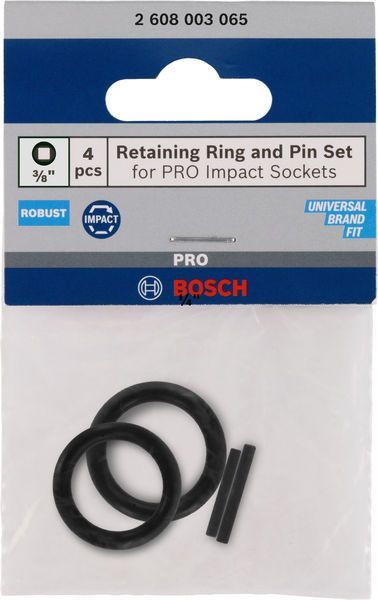 BOSCH &quot;Set mit Haltering und Stift für PRO Impact Steckschlüsseleinsätze,3/8&quot;&quot;, 4‑tlg.&quot;