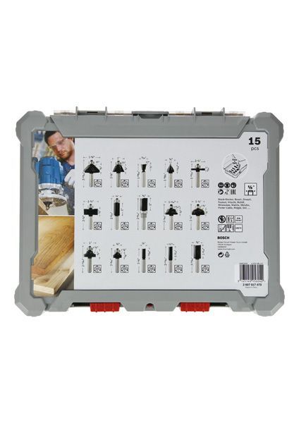 BOSCH 15-teiliges Fräser-Set, 1/4-Zoll Schaft