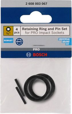 BOSCH &quot;Set mit Haltering und Stift für PRO Impact Steckschlüsseleinsätze,3/4&quot;&quot;, 4‑tlg.&quot;
