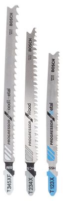 BOSCH 3-tlg. Stichsägeblatt-Set, T-Schaft, Progressor for Wood and Metal