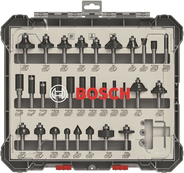 BOSCH 30-teiliges Fräser-Set, 8-mm-Schaft