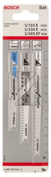 BOSCH 3-tlg. Stichsägeblatt-Set, U-Schaft, Progressor for Wood and Metal