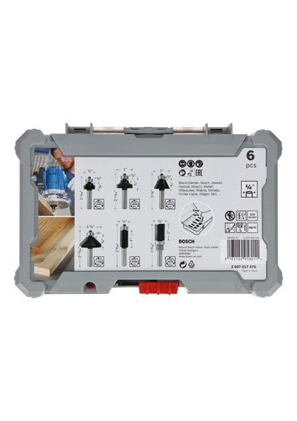 BOSCH 6-teiliges Rand- und Kantenfräser-Set, 1/4-Zoll Schaft