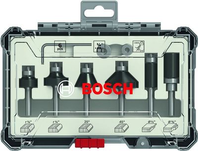 BOSCH 6-teiliges Rand- und Kantenfräser-Set, 1/4-Zoll Schaft