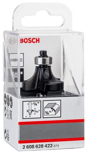 BOSCH Abrundfräser, 1/4-Zoll, R1 9,5 mm, D 31,8 mm, L 16,2 mm, G 57 mm