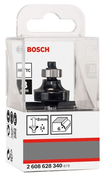 BOSCH Abrundfräser, 8 mm, R1 6 mm, L 13,2 mm, G 53 mm