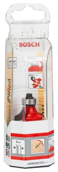 BOSCH Abrundfräser Expert for Wood, 8 mm, D 28,6 mm, R1 8 mm, L 12,7 mm, G 55 mm