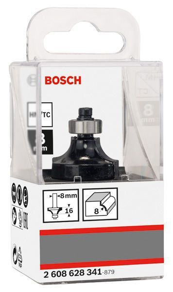 BOSCH Abrundfräser, 8 mm, R1 8 mm, L 15,2 mm, G 53 mm