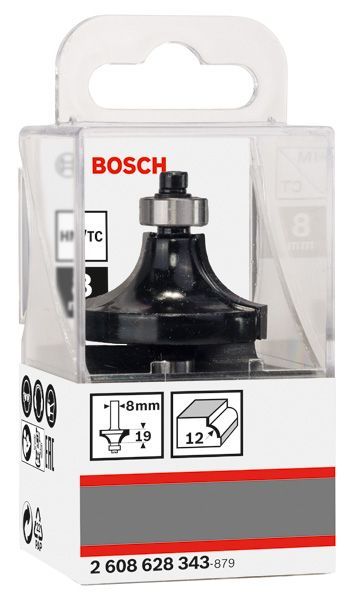 BOSCH Abrundfräser, 8 mm, R1 12 mm, L 19 mm, G 60 mm