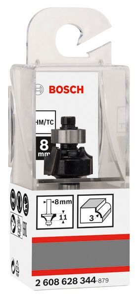 BOSCH Abrundfräser, 8 mm, R1 3 mm, L 10,2 mm, G 53 mm