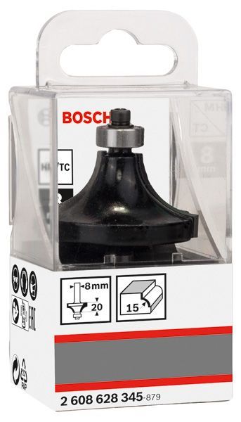 BOSCH Abrundfräser, 8 mm, R1 15 mm, L 22 mm, G 66 mm