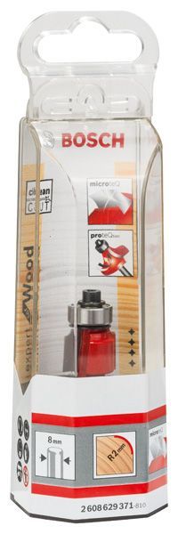 BOSCH Abrundfräser Expert for Wood, 8 mm, D 16,7 mm, R1 2 mm, L 12,7 mm, G 55 mm