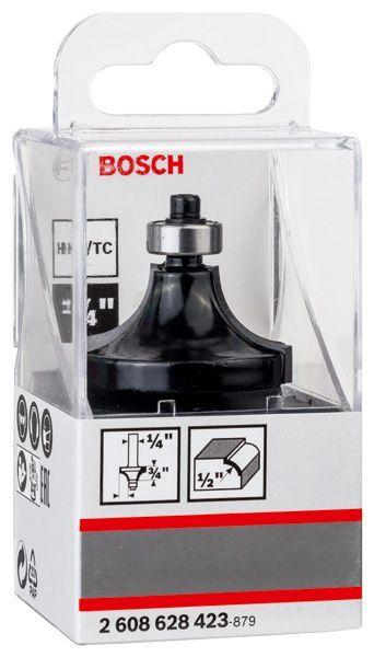 BOSCH Abrundfräser, 1/4-Zoll, R1 12,7 mm, D 38,1 mm, L 18,6 mm, G 60 mm