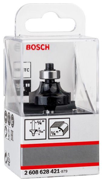 BOSCH Abrundfräser, 1/4-Zoll, R1 6,3 mm, D 25,4 mm, L 13,2 mm, G 54 mm