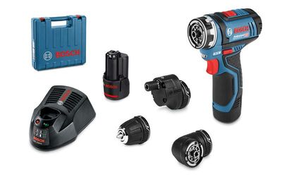 BOSCH Akku-Bohrschrauber GSR 12V-15 FC, 2 x Akku GBA 12V 2.0Ah, 3 Aufsätze