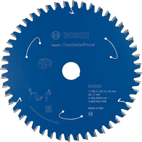 BOSCH Akku-Kreissägeblatt Expert for Laminated Panel, 160 x 1,8/1,2 x 20, 48 Zähne
