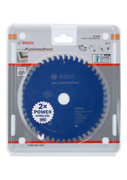 BOSCH Akku-Kreissägeblatt Expert for Laminated Panel, 160 x 1,8/1,2 x 20, 48 Zähne