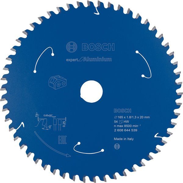 BOSCH Akku-Kreissägeblatt Expert for Aluminium, 165 x 1,8/1,3 x 20, 54 Zähne