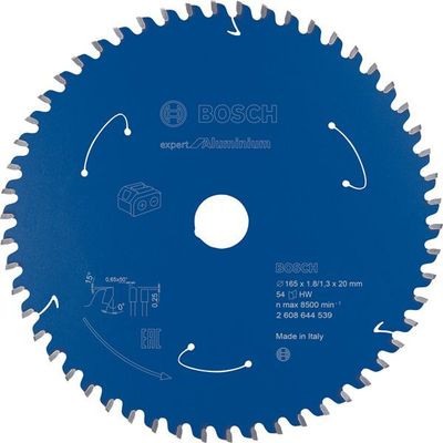 BOSCH Akku-Kreissägeblatt Expert for Aluminium, 165 x 1,8/1,3 x 20, 54 Zähne