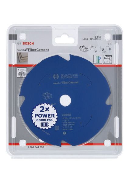 BOSCH Akku-Kreissägeblatt Expert for Fibre Cement, 165 x 1,8/1,2 x 20, 4 Zähne