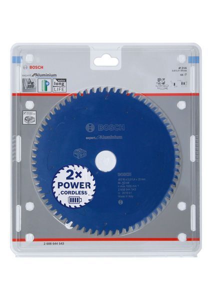 BOSCH Akku-Kreissägeblatt Expert for Aluminium, 216 x 2/1,4 x 30, 66 Zähne