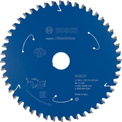 BOSCH Akku-Kreissägeblatt Expert for Aluminium, 140 x 1,8/1,3 x 20, 48 Zähne