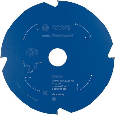 BOSCH Akku-Kreissägeblatt Expert for Fibre Cement, 190 x 1,8/1,2 x 30, 4 Zähne