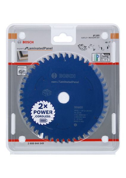 BOSCH Akku-Kreissägeblatt Expert for Laminated Panel, 165 x 1,8/1,2 x 20, 48 Zähne