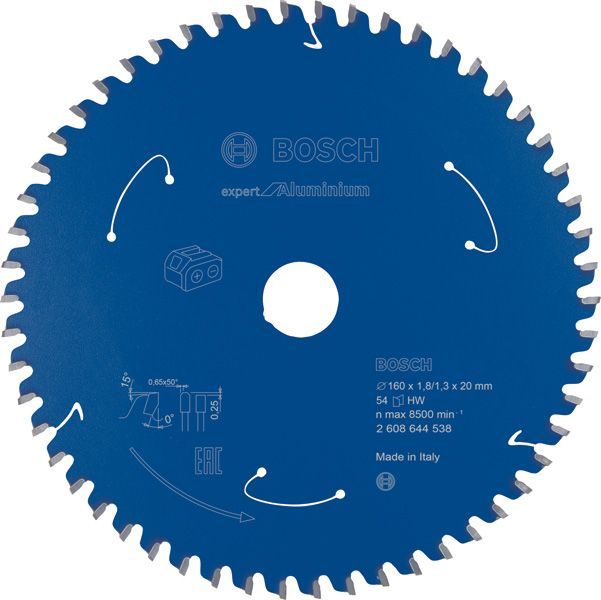 BOSCH Akku-Kreissägeblatt Expert for Aluminium, 160 x 1,8/1,3 x 20, 54 Zähne