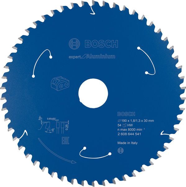 BOSCH Akku-Kreissägeblatt Expert for Aluminium, 190 x 1,8/1,3 x 30, 54 Zähne