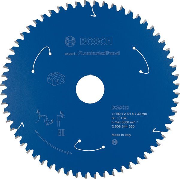 BOSCH Akku-Kreissägeblatt Expert for Laminated Panel, 190 x 2,1/1,4 x 30, 60 Zähne