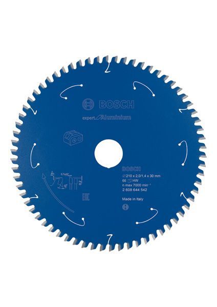 BOSCH Akku-Kreissägeblatt Expert for Aluminium, 210 x 2/1,4 x 30, 66 Zähne