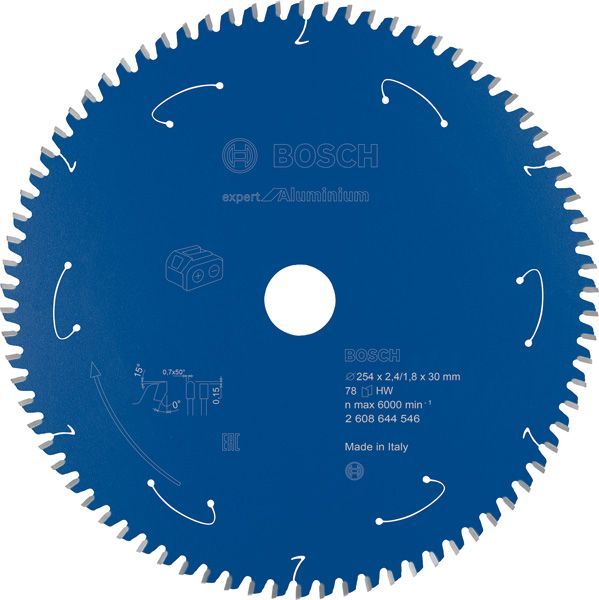 BOSCH Akku-Kreissägeblatt Expert for Aluminium, 254 x 2,4/1,8 x 30, 78 Zähne